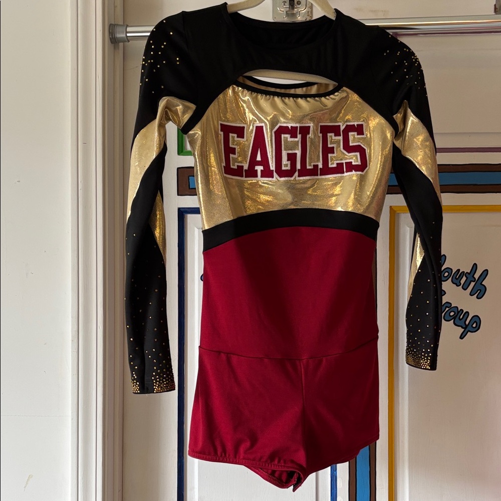Varsity Eagles Kids Dance Costume - Black, Gold, and Red